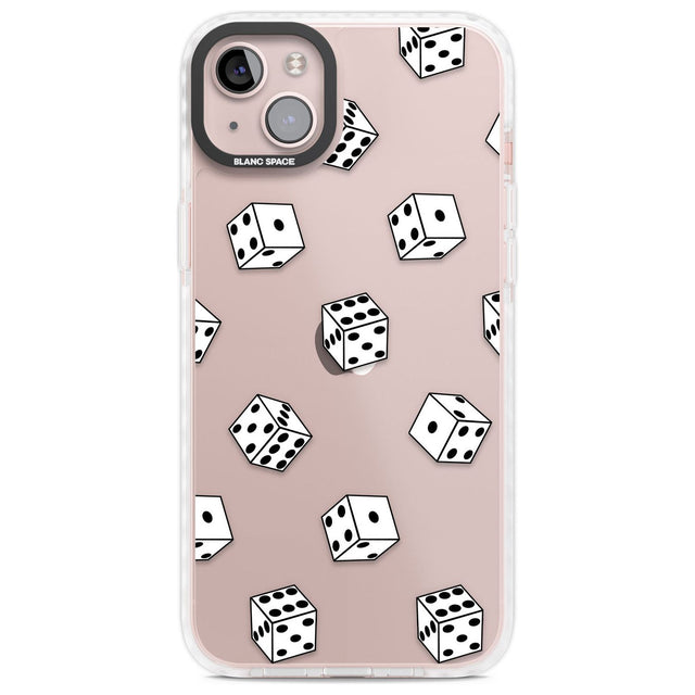 Clear Dice Pattern Phone Case iPhone 14 Plus / Impact Case Blanc Space