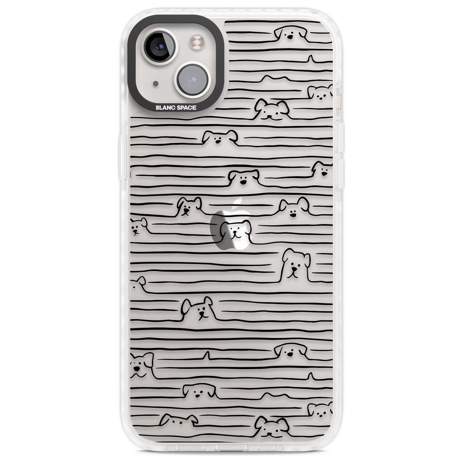 Dog Line Art - Black Phone Case iPhone 14 Plus / Impact Case Blanc Space