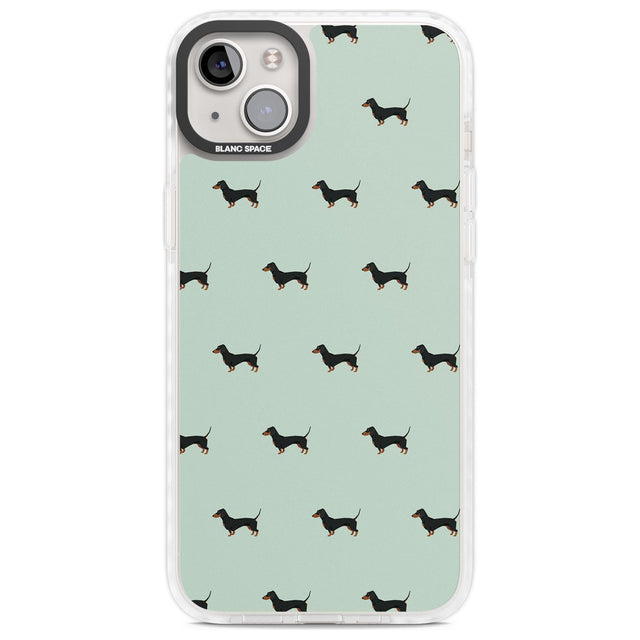 Dachshund Dog Pattern Phone Case iPhone 14 Plus / Impact Case Blanc Space