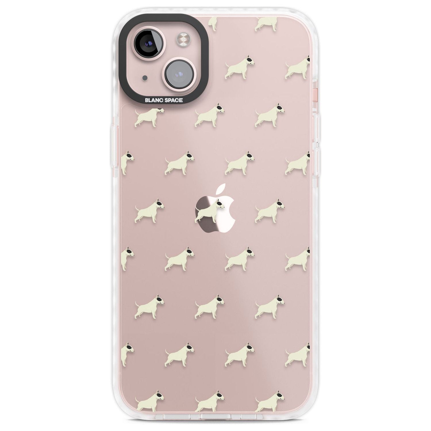 Bull Terrier Dog Pattern Clear Phone Case iPhone 14 Plus / Impact Case Blanc Space