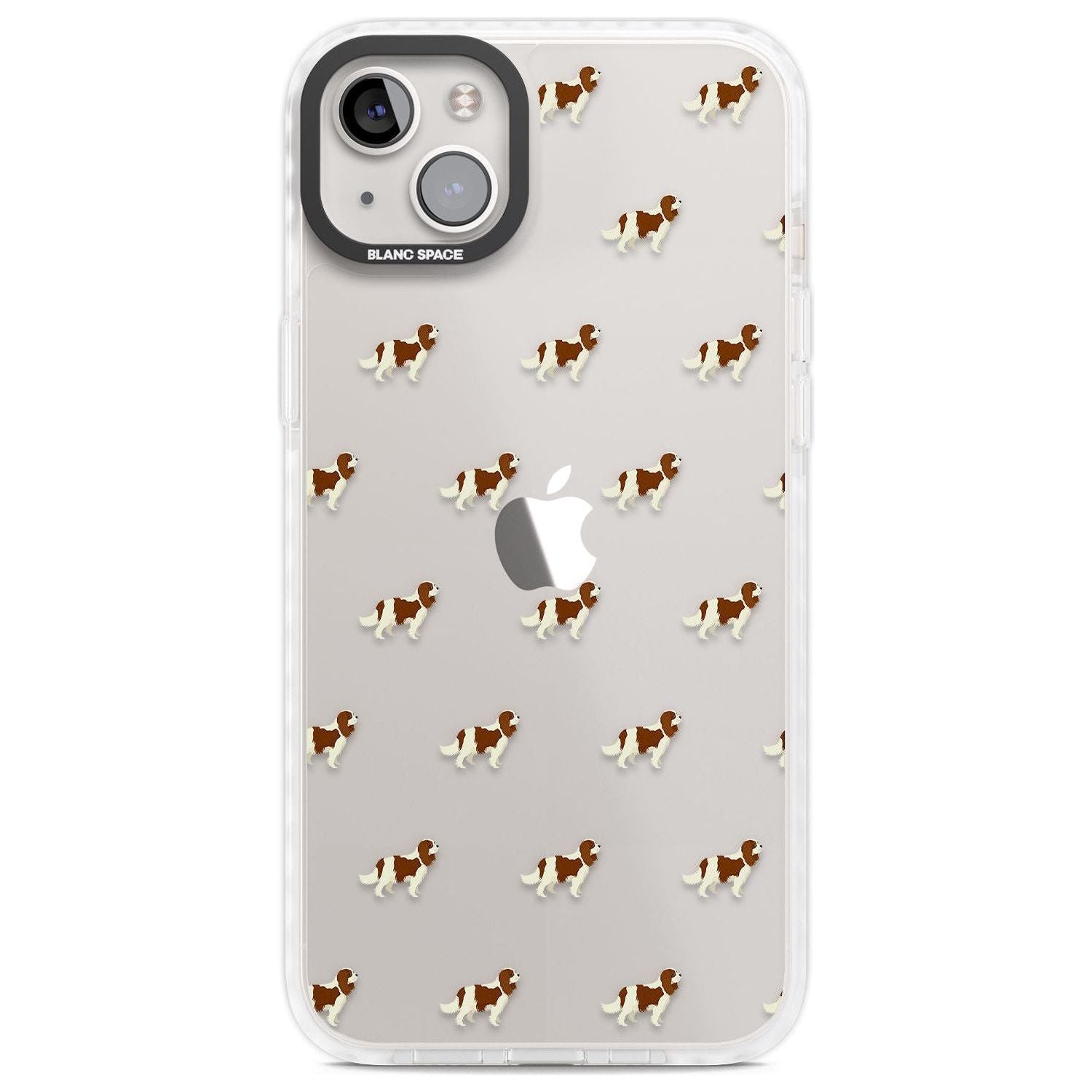 Cavalier King Charles Spaniel Pattern Clear Phone Case iPhone 14 Plus / Impact Case Blanc Space