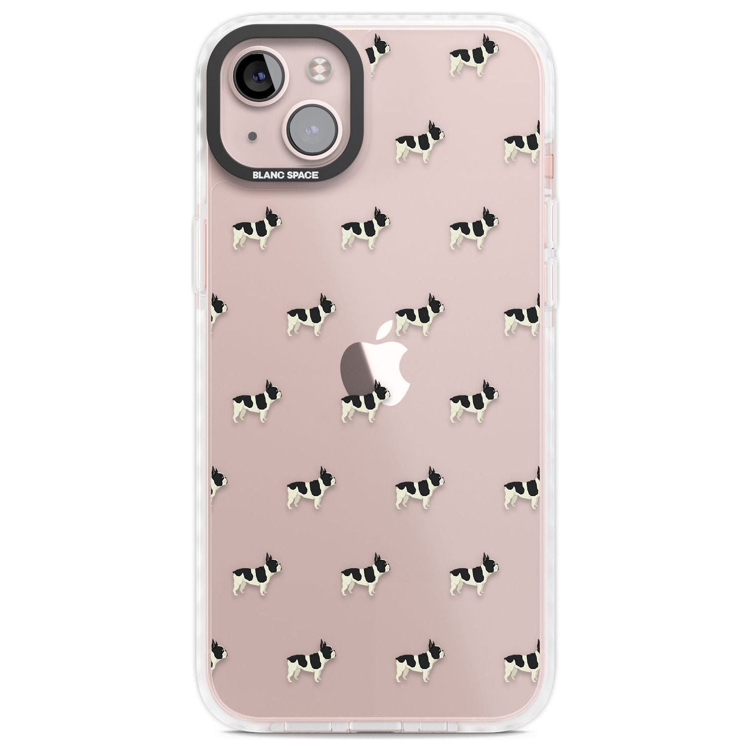 French Bulldog Dog Pattern Clear Phone Case iPhone 14 Plus / Impact Case Blanc Space