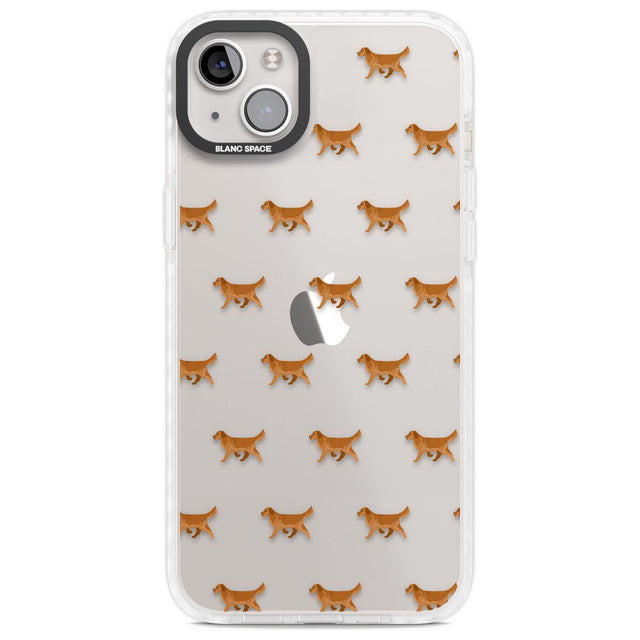 Golden Retriever Dog Pattern Clear Phone Case iPhone 14 Plus / Impact Case Blanc Space