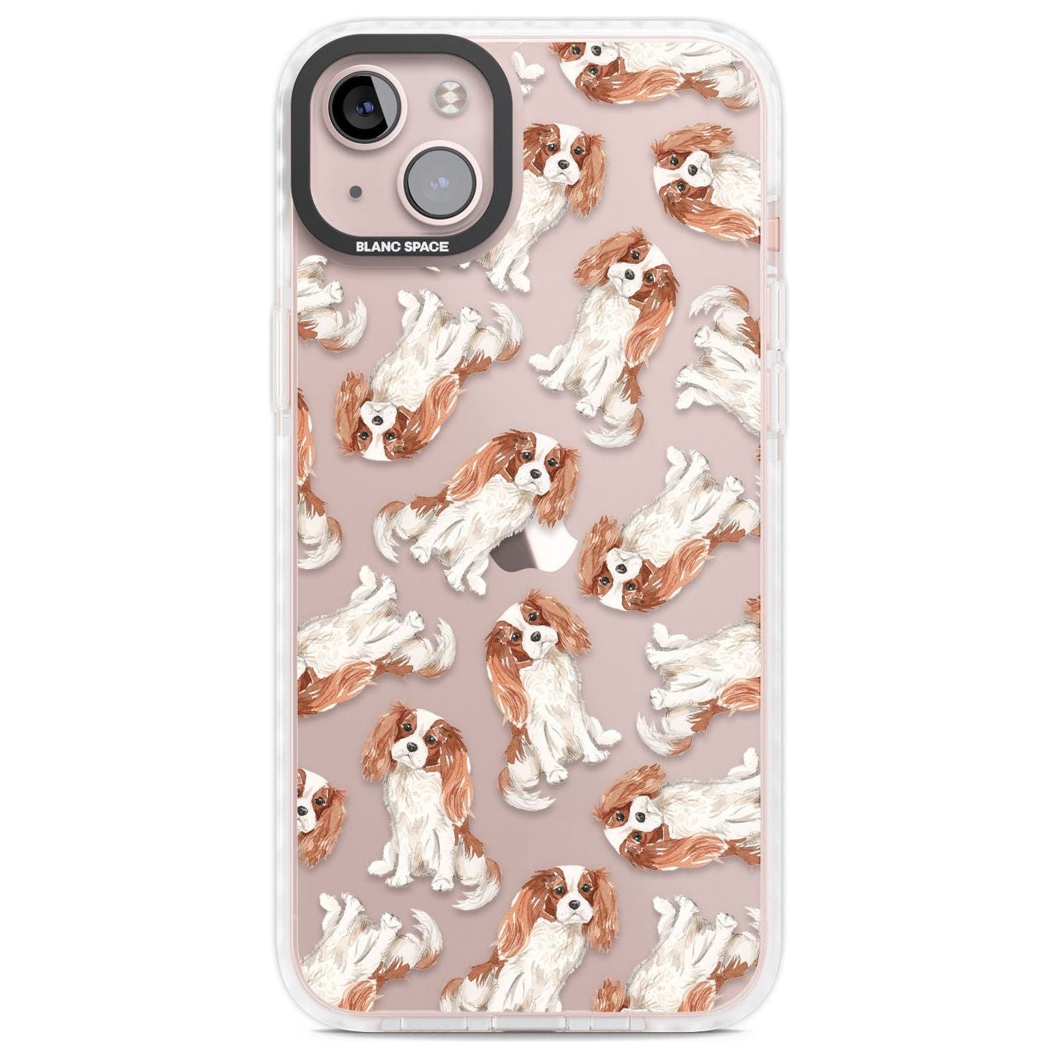 Cavalier King Charles Spaniel Dog Pattern Phone Case iPhone 14 Plus / Impact Case Blanc Space