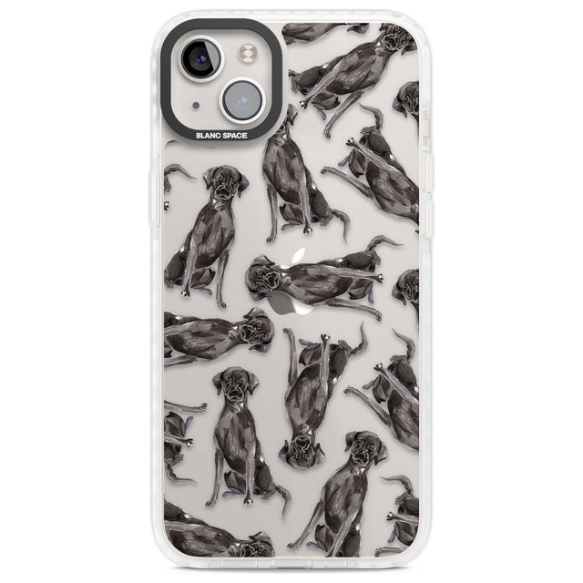 Black Labrador Watercolour Dog Pattern Phone Case iPhone 14 Plus / Impact Case Blanc Space