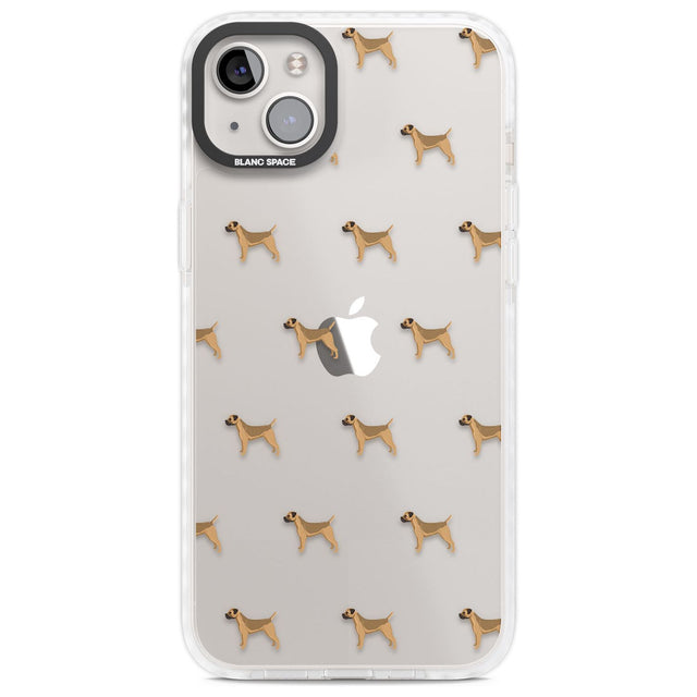 Border Terrier Dog Pattern Clear Phone Case iPhone 14 Plus / Impact Case Blanc Space