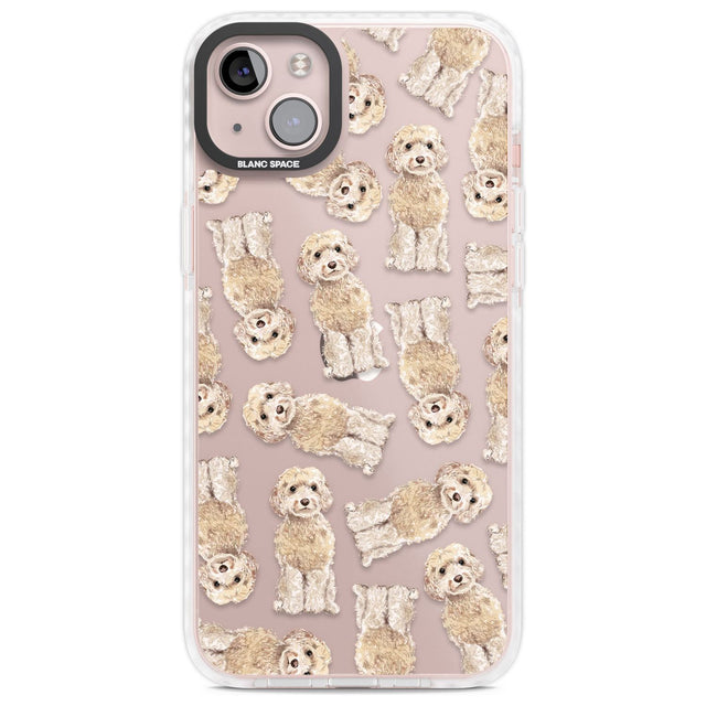 Cockapoo (Champagne) Watercolour Dog Pattern Phone Case iPhone 14 Plus / Impact Case Blanc Space