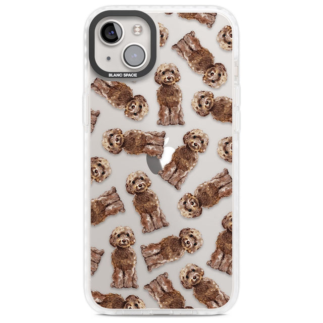 Cockapoo (Brown) Watercolour Dog Pattern Phone Case iPhone 14 Plus / Impact Case Blanc Space