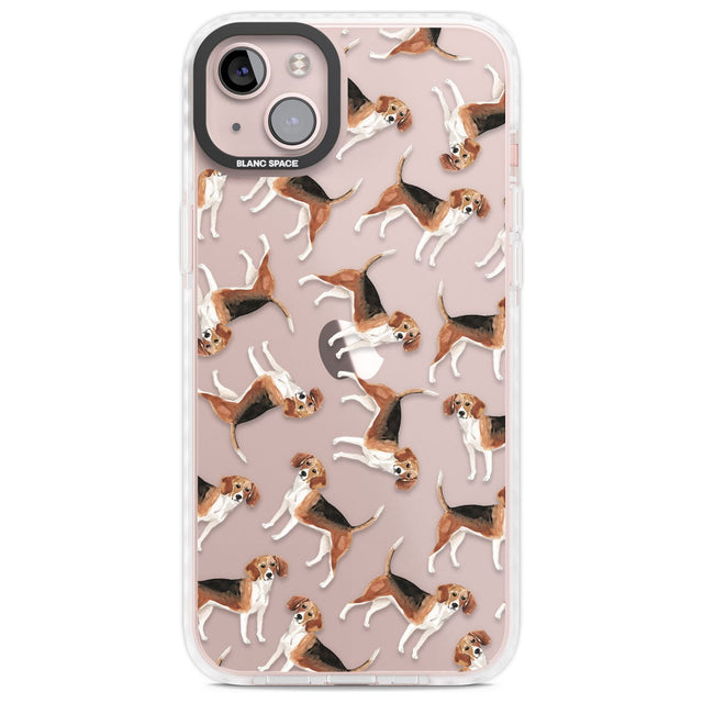 Beagle Watercolour Dog Pattern Phone Case iPhone 14 Plus / Impact Case Blanc Space