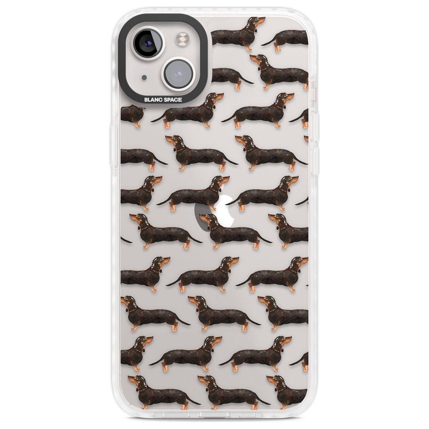Dachshund (Black & Tan) Watercolour Dog Pattern Phone Case iPhone 14 Plus / Impact Case Blanc Space