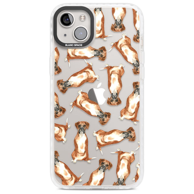 Boxer Watercolour Dog Pattern Phone Case iPhone 14 Plus / Impact Case Blanc Space