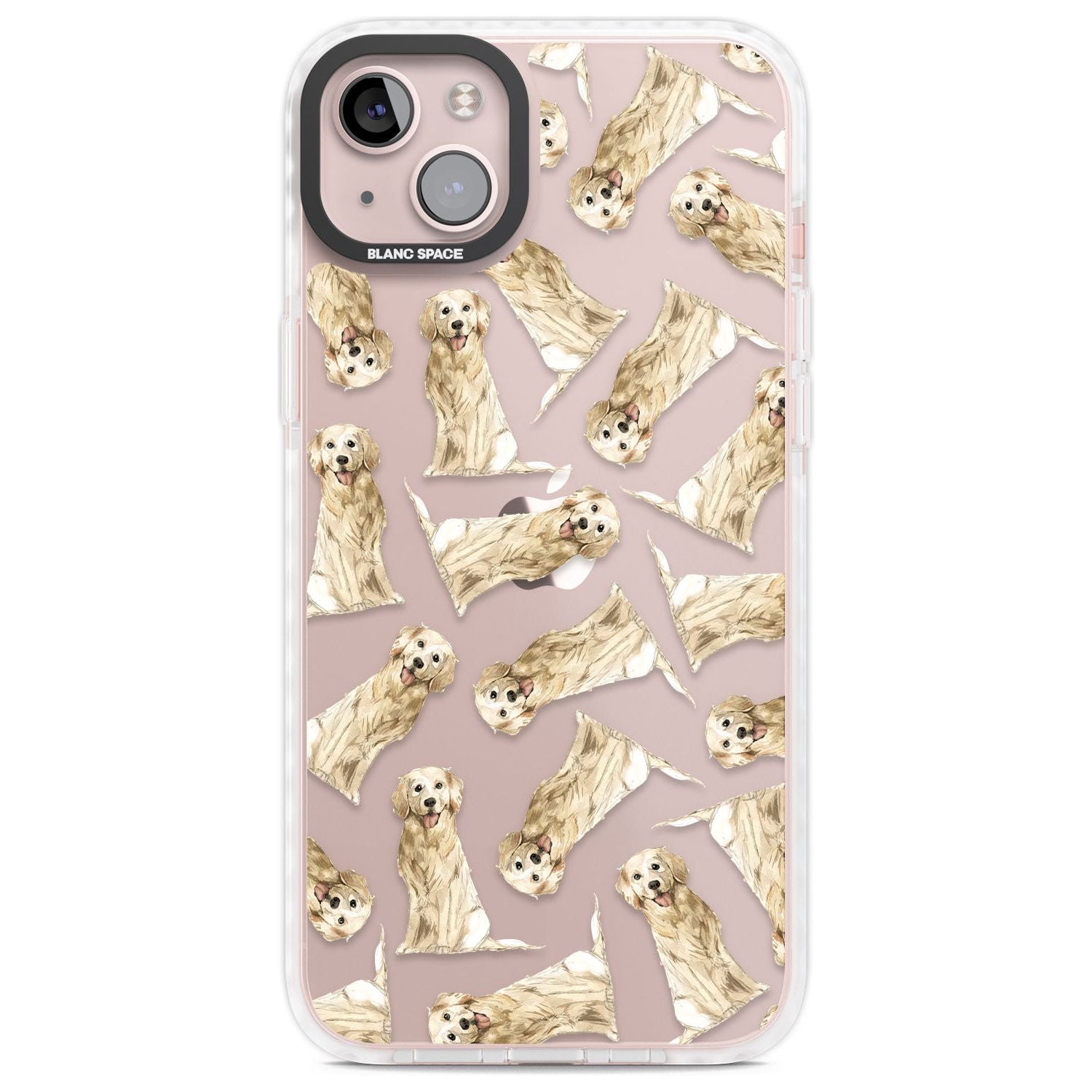 Golden Retriever Watercolour Dog Pattern Phone Case iPhone 14 Plus / Impact Case Blanc Space