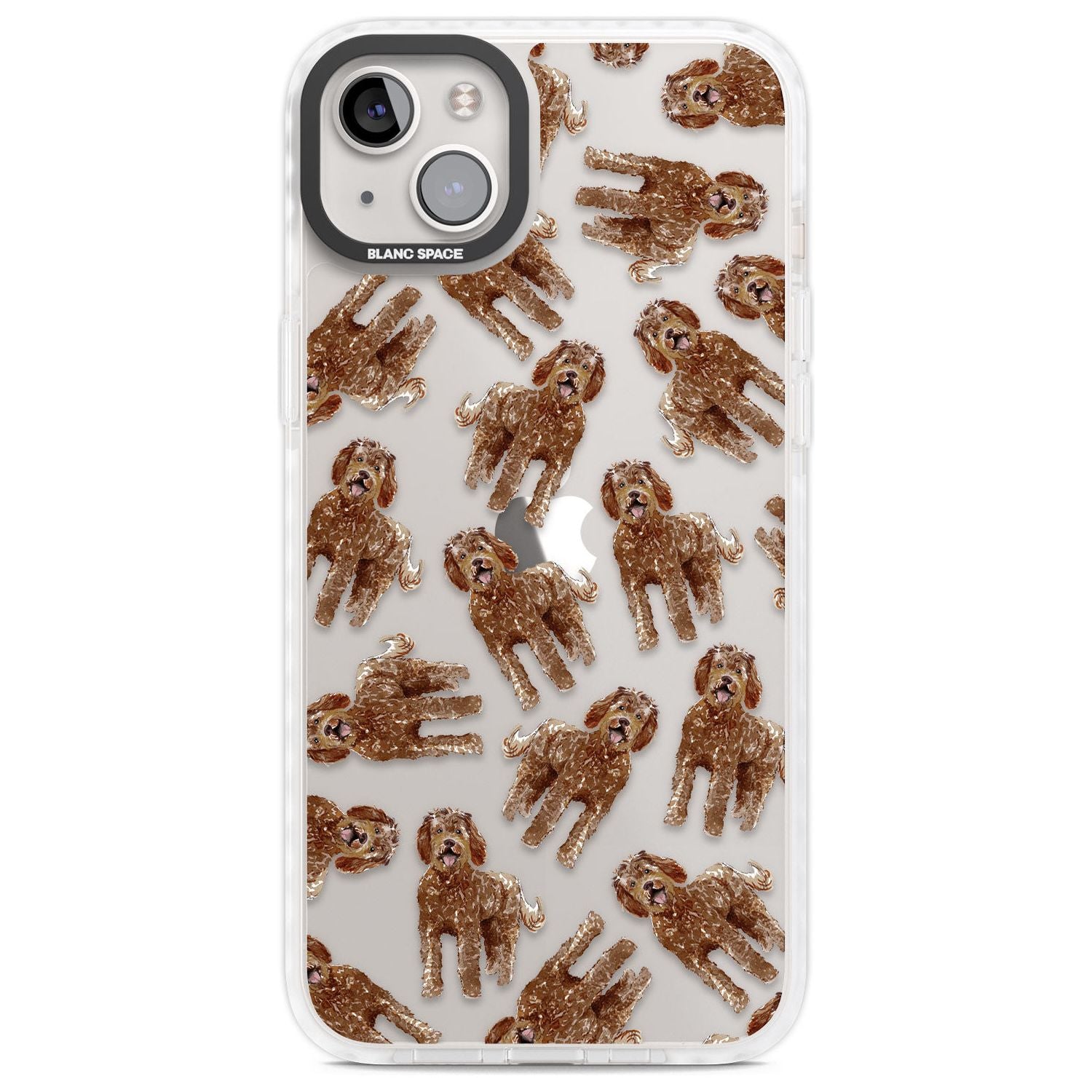 Labradoodle (Brown) Watercolour Dog Pattern Phone Case iPhone 14 Plus / Impact Case Blanc Space