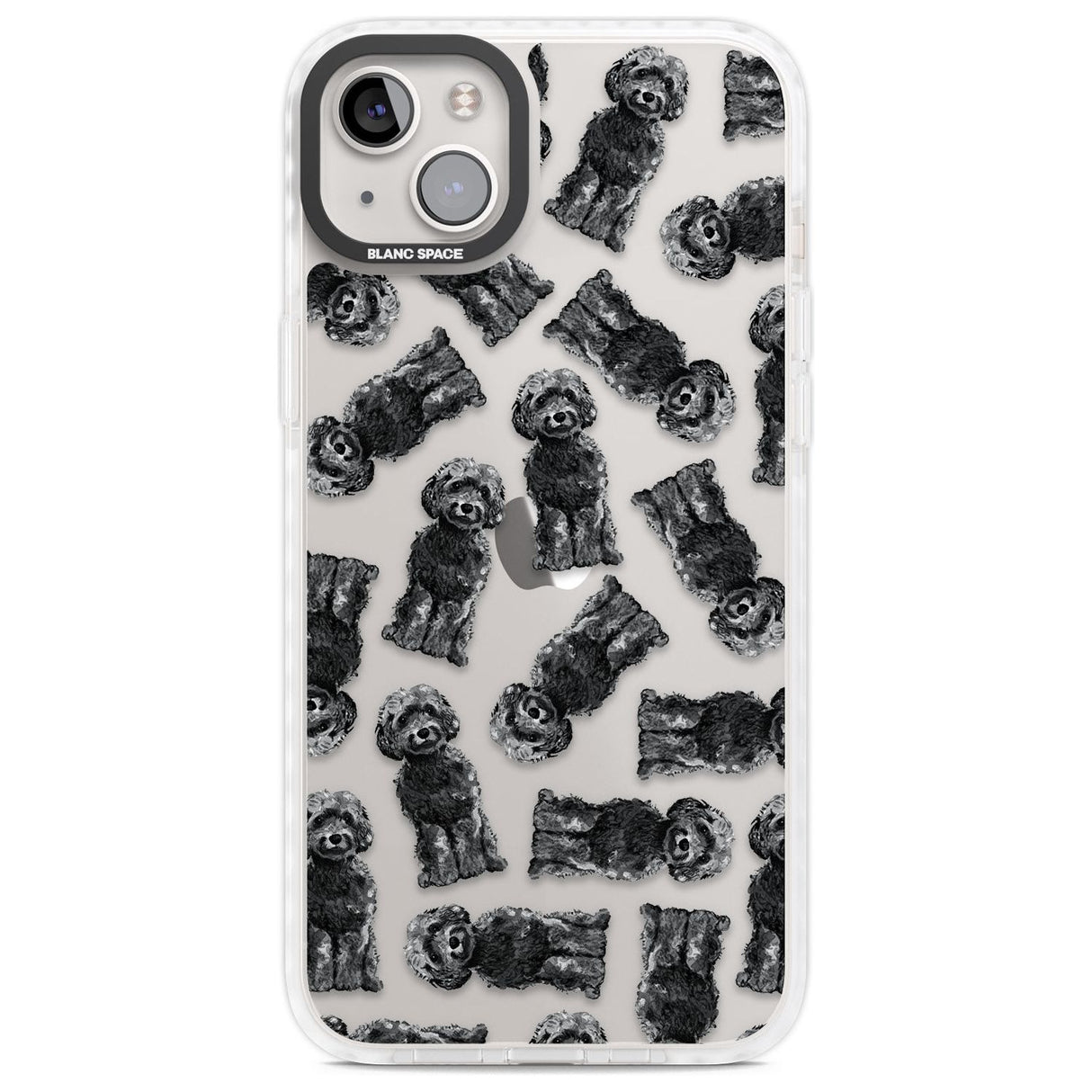 Cockapoo (Black) Watercolour Dog Pattern Phone Case iPhone 14 Plus / Impact Case Blanc Space