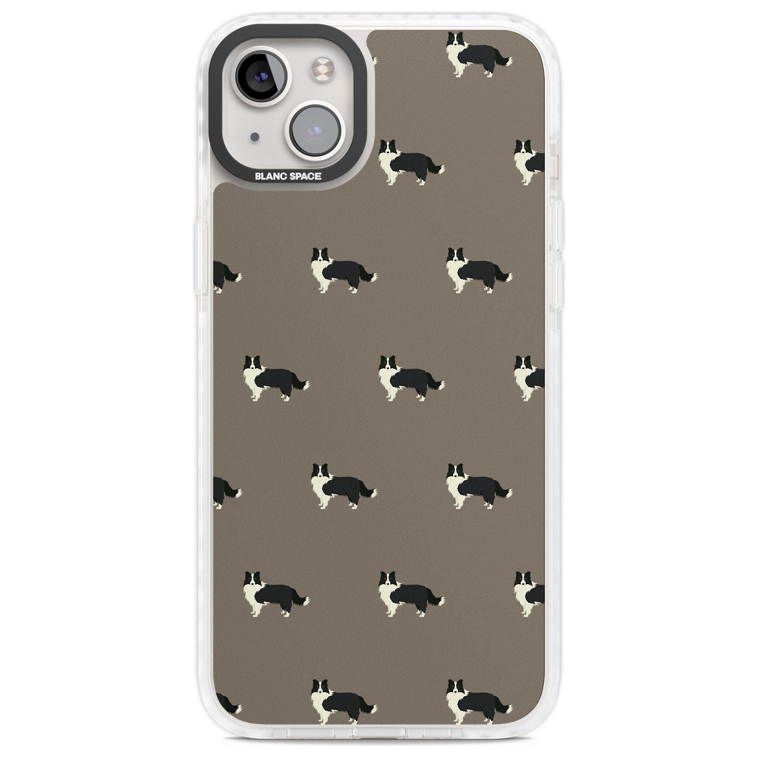 Border Collie Dog Pattern Phone Case iPhone 14 Plus / Impact Case Blanc Space