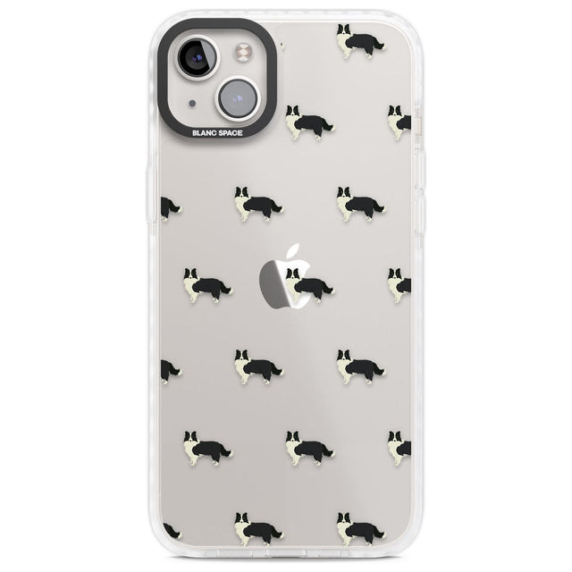 Border Collie Dog Pattern Clear Phone Case iPhone 14 Plus / Impact Case Blanc Space
