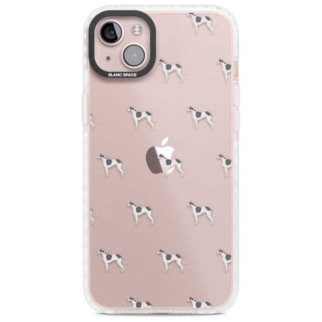 Greyhound Dog Pattern Clear Phone Case iPhone 14 Plus / Impact Case Blanc Space