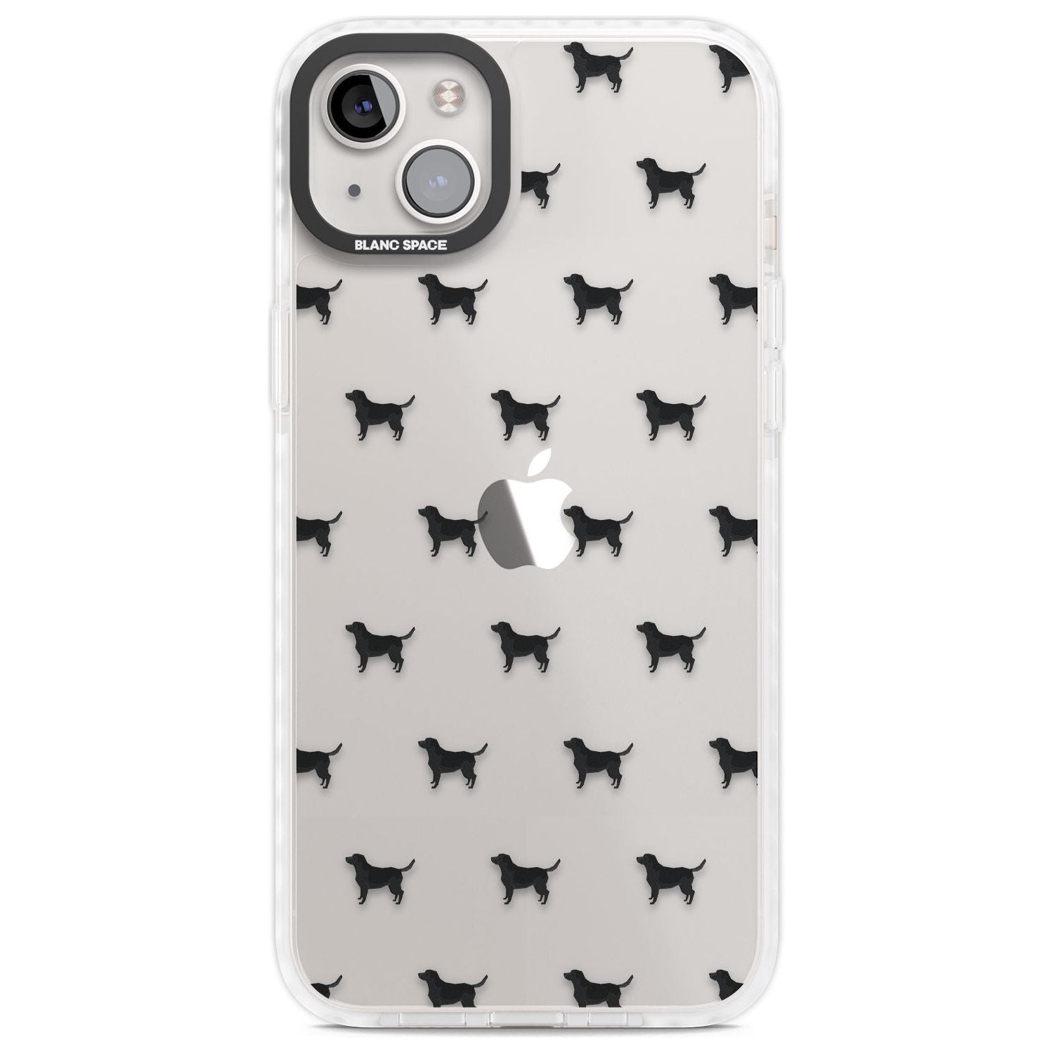 Black Labrador Dog Pattern Clear Phone Case iPhone 14 Plus / Impact Case Blanc Space