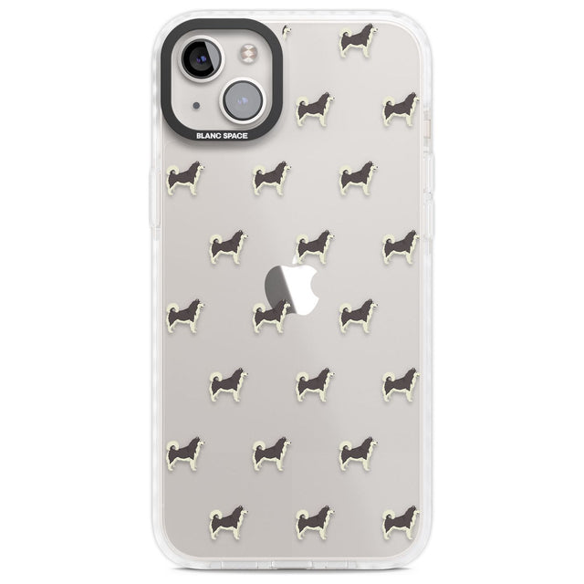 Alaskan Malamute Dog Pattern Clear Phone Case iPhone 14 Plus / Impact Case Blanc Space