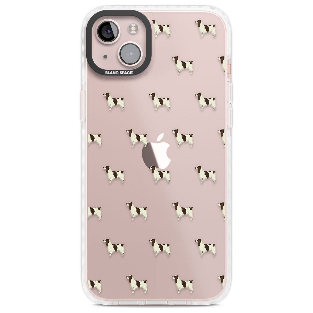 English Springer Spaniel Dog Pattern Clear Phone Case iPhone 14 Plus / Impact Case Blanc Space