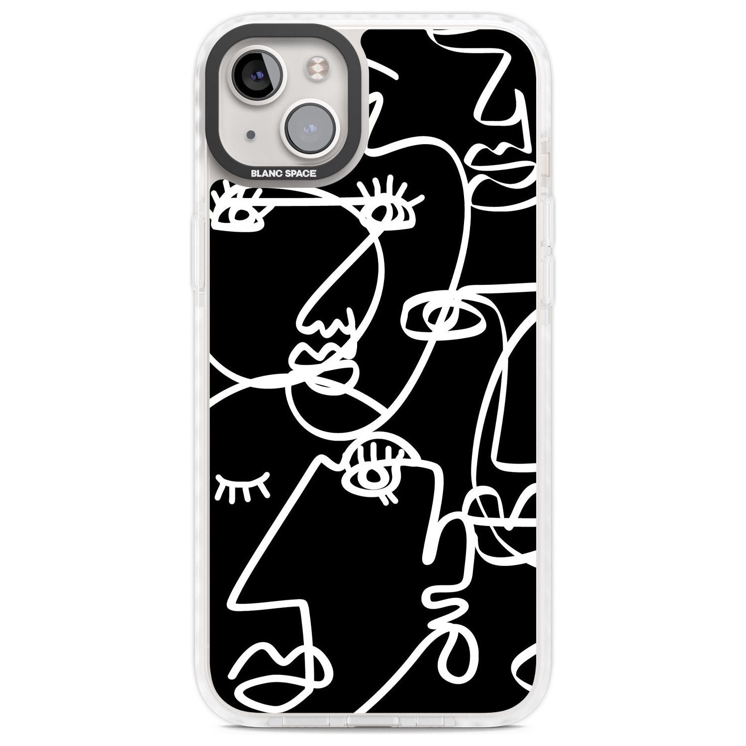 Abstract Continuous Line Faces White on Black