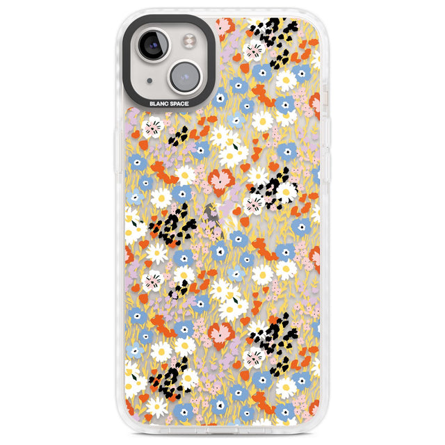 Busy Floral Mix: Transparent Phone Case iPhone 14 Plus / Impact Case Blanc Space