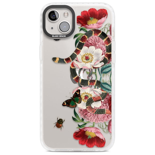 Floral Snake Phone Case iPhone 14 Plus / Impact Case Blanc Space