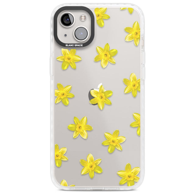 Daffodils Transparent Pattern Phone Case iPhone 14 Plus / Impact Case Blanc Space