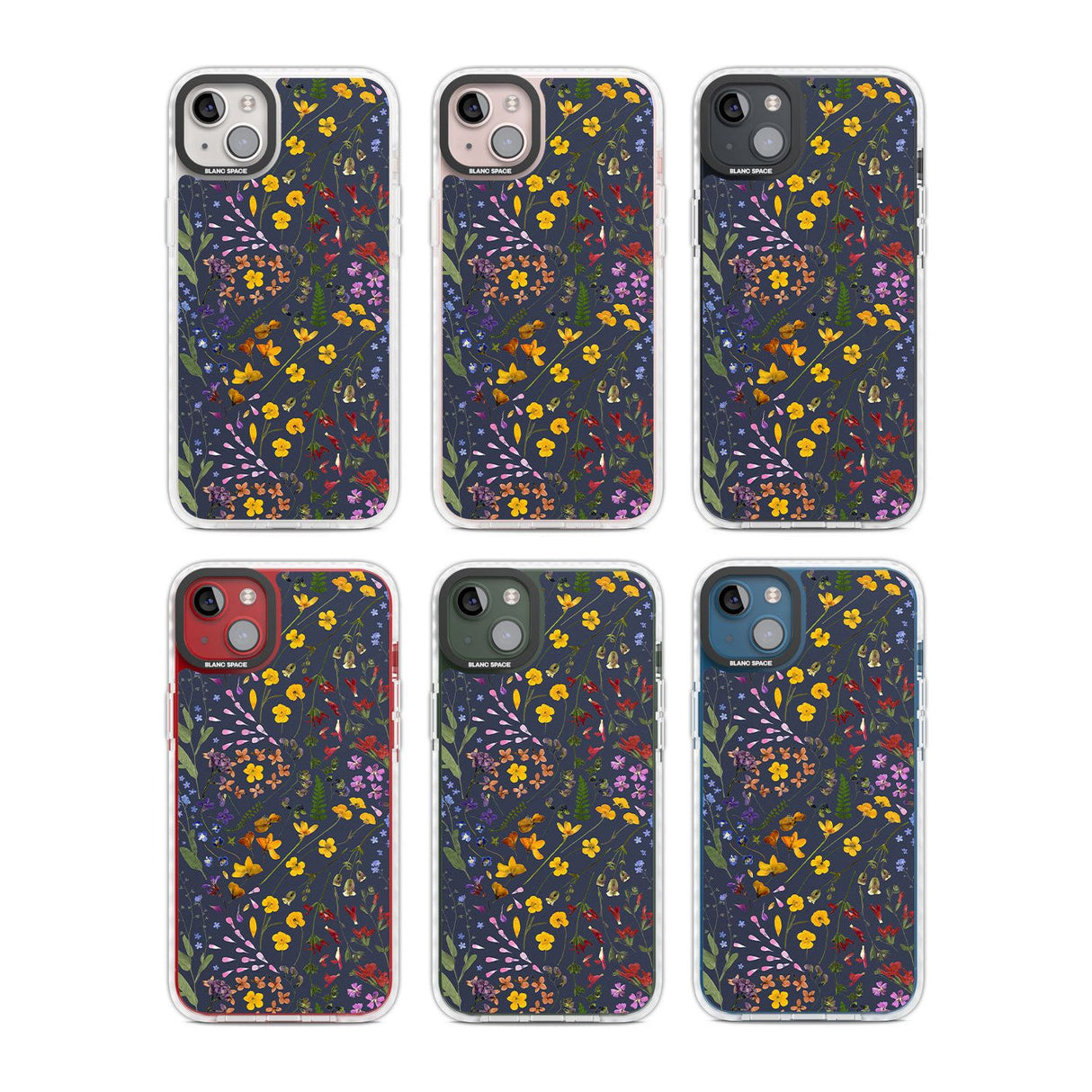 Wildflower & Leaves Cluster Design - Navy