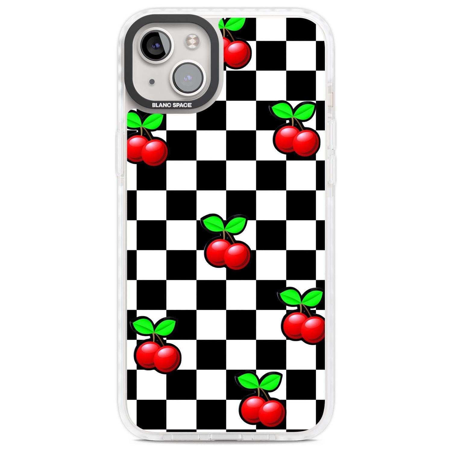 Checkered Cherry Phone Case iPhone 14 Plus / Impact Case Blanc Space