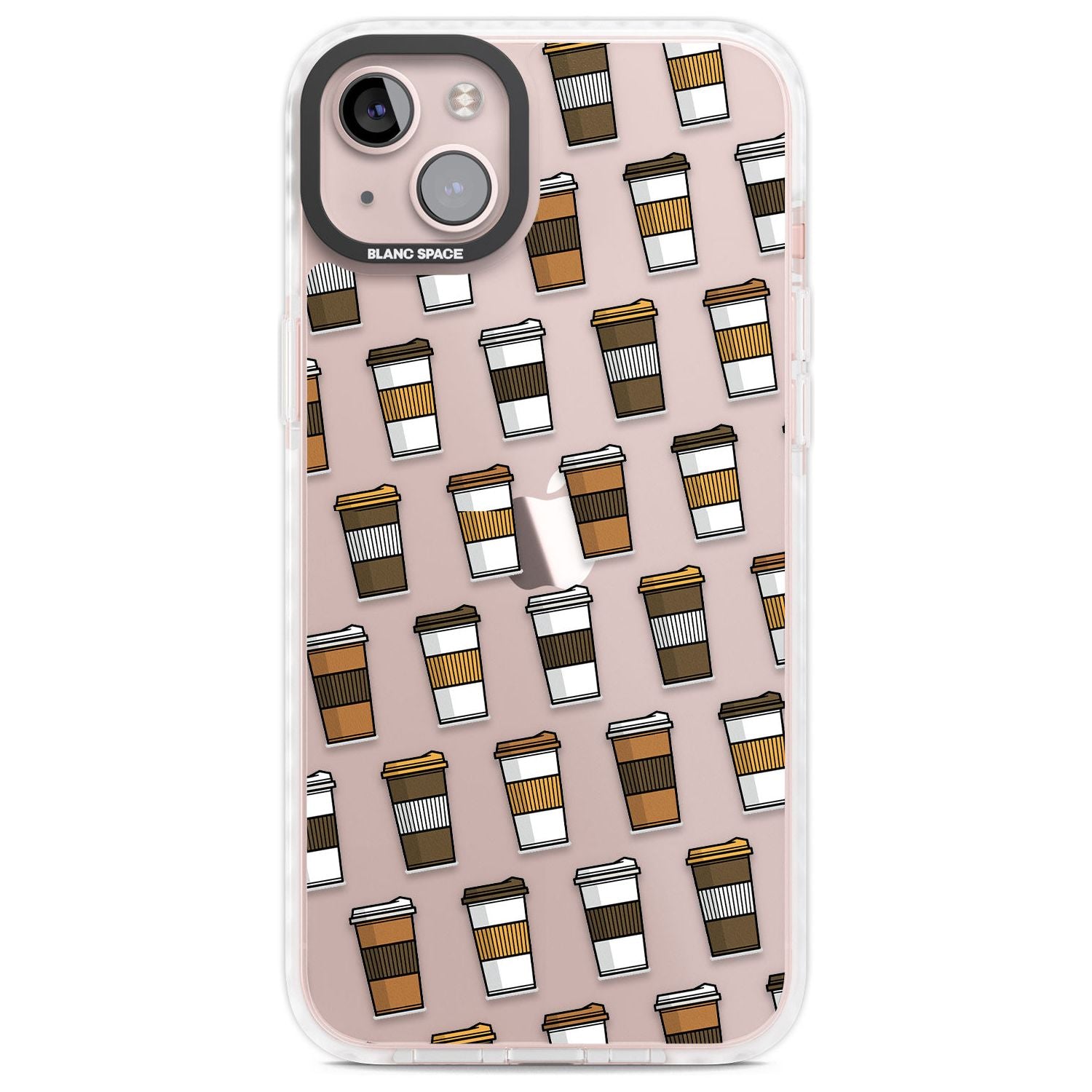 Coffee Cup Pattern Phone Case iPhone 14 Plus / Impact Case Blanc Space
