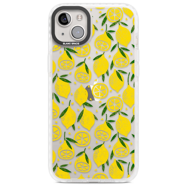 Bright Lemon Fruity Pattern Phone Case iPhone 14 Plus / Impact Case Blanc Space