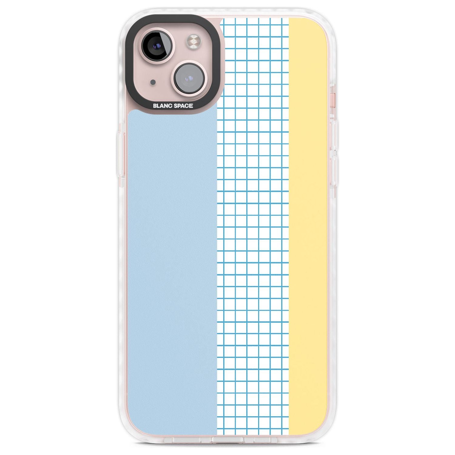 Abstract Grid Blue & Yellow Phone Case iPhone 14 Plus / Impact Case Blanc Space