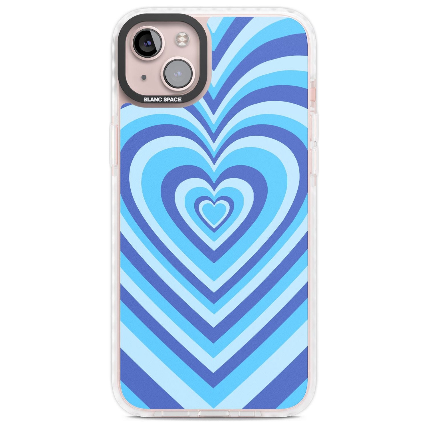 Blue Heart Illusion Phone Case iPhone 14 Plus / Impact Case Blanc Space
