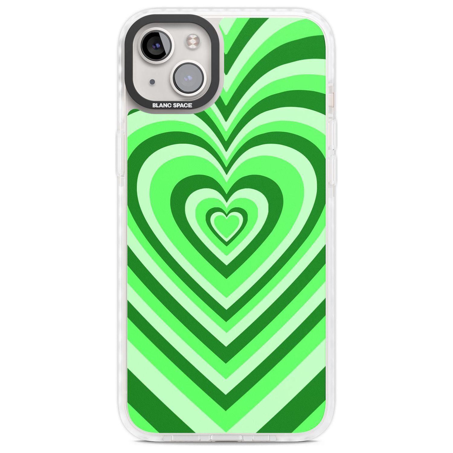 Green Heart Illusion Phone Case iPhone 14 Plus / Impact Case Blanc Space