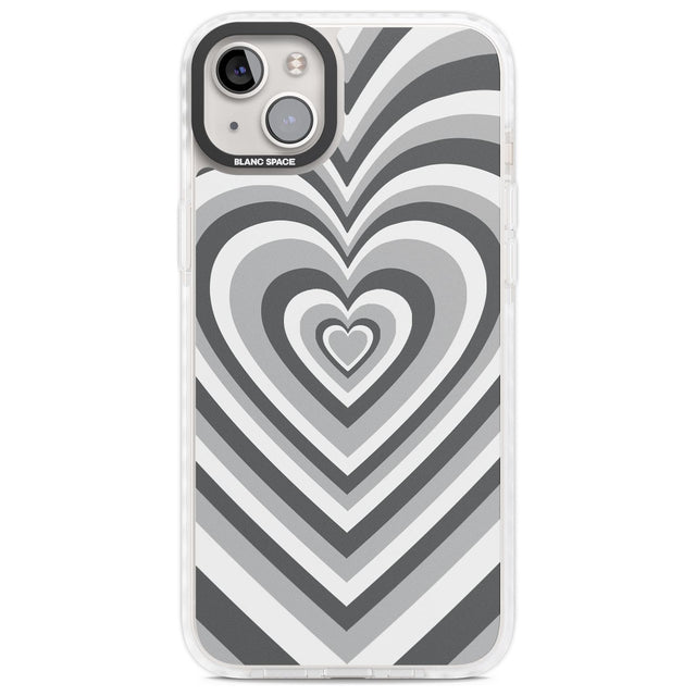 Monochrome Heart Illusion Phone Case iPhone 14 Plus / Impact Case Blanc Space