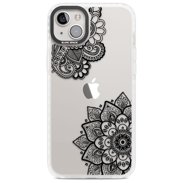 Black Henna Florals Phone Case iPhone 14 Plus / Impact Case Blanc Space