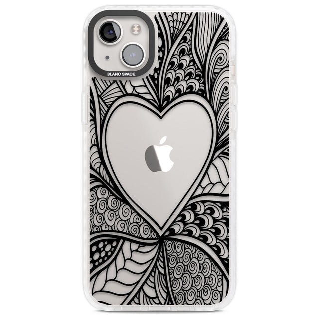 Black Henna Heart Phone Case iPhone 14 Plus / Impact Case Blanc Space