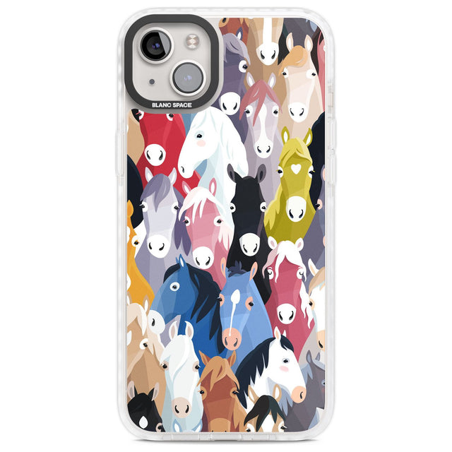 Colourful Horse Pattern Phone Case iPhone 14 Plus / Impact Case Blanc Space
