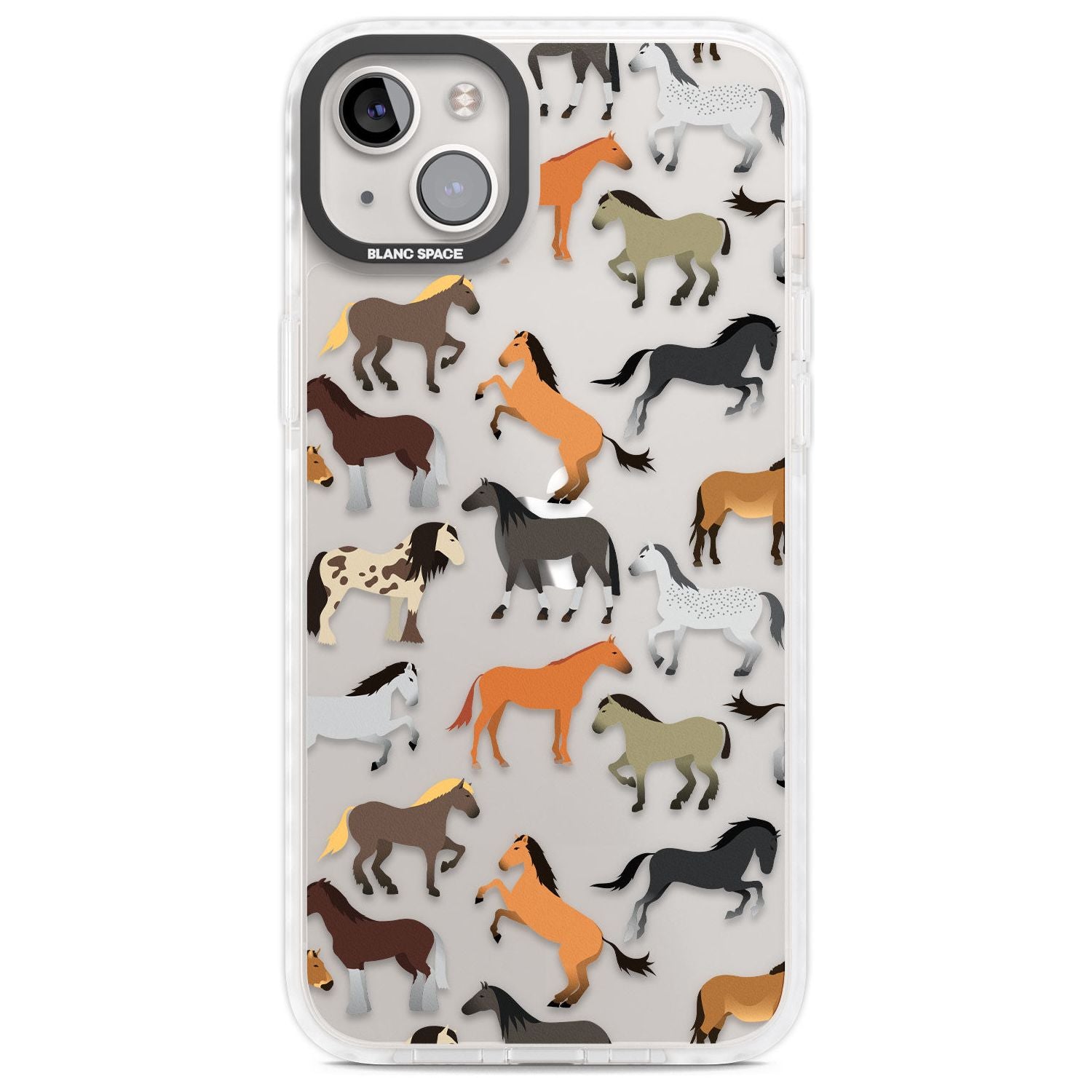 Horse Pattern Phone Case iPhone 14 Plus / Impact Case Blanc Space