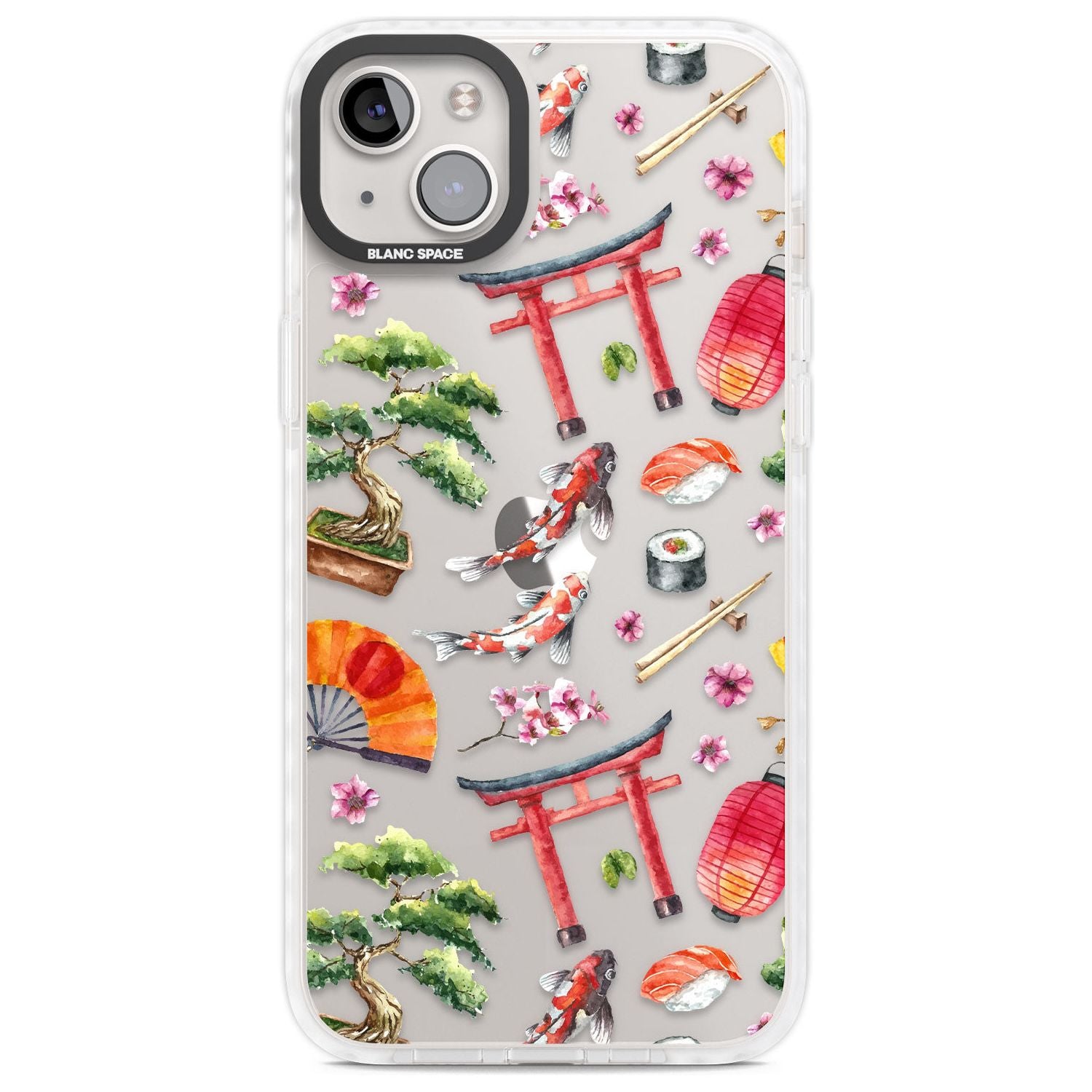 Mixed Japanese Watercolour Pattern Phone Case iPhone 14 Plus / Impact Case Blanc Space