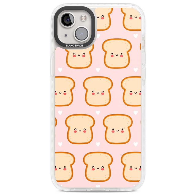 Bread Faces Kawaii Pattern Phone Case iPhone 14 Plus / Impact Case Blanc Space