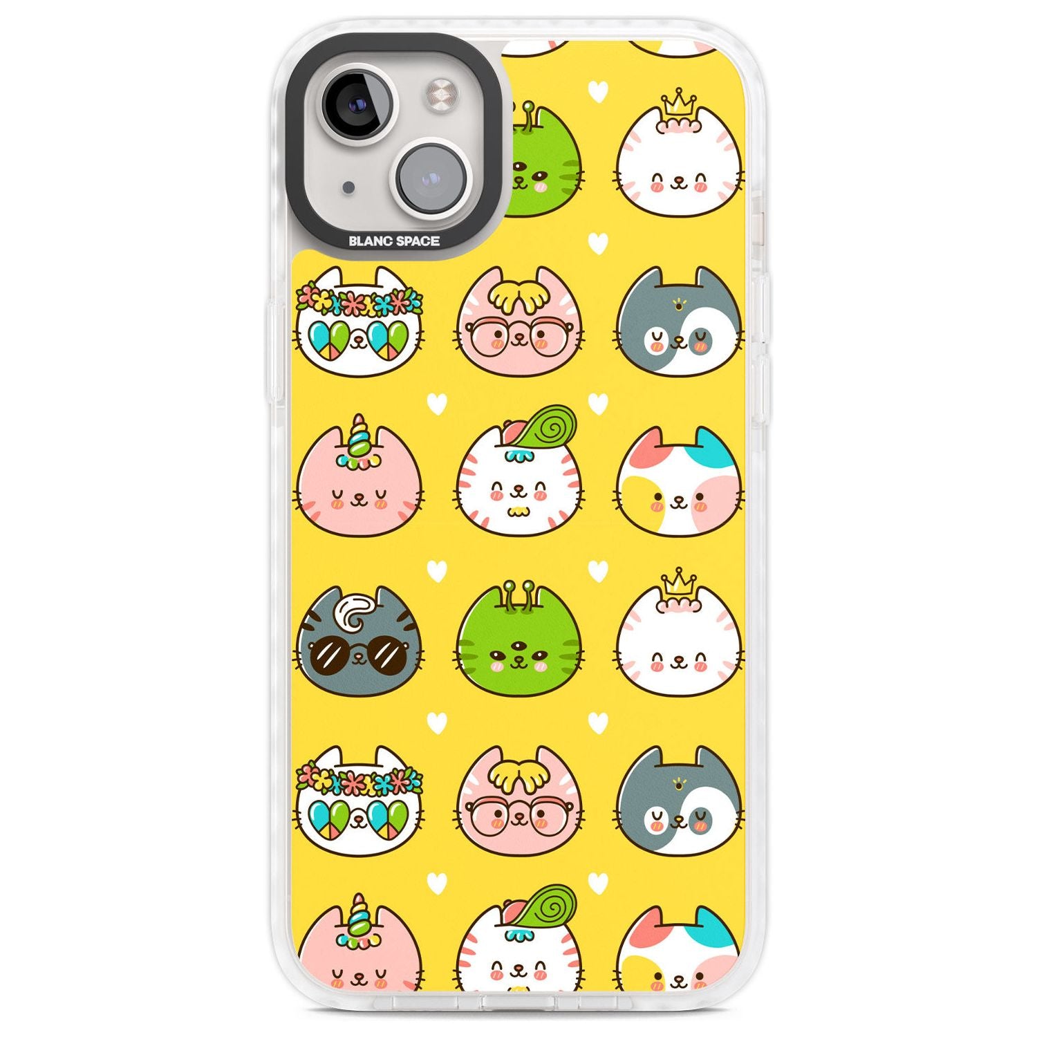 Mythical Cats Kawaii Pattern Phone Case iPhone 14 Plus / Impact Case Blanc Space