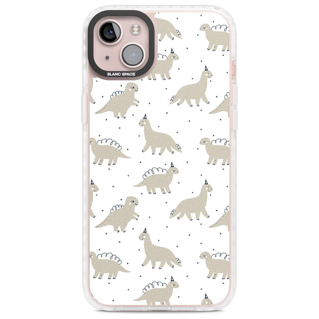 Adorable Dinosaurs Pattern Phone Case iPhone 14 Plus / Impact Case Blanc Space
