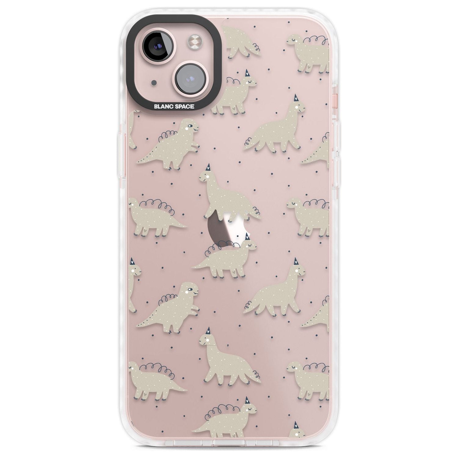Adorable Dinosaurs Pattern (Clear) Phone Case iPhone 14 Plus / Impact Case Blanc Space