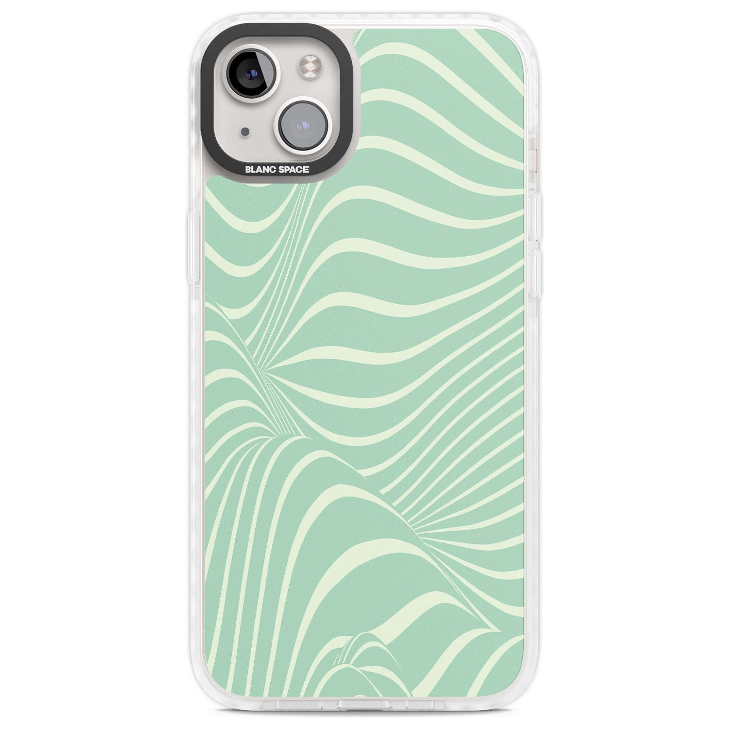 Mint Green Distorted Line Phone Case iPhone 14 Plus / Impact Case Blanc Space