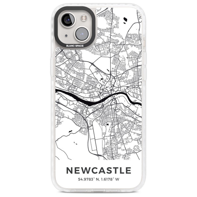 Map of Newcastle, England Phone Case iPhone 14 Plus / Impact Case Blanc Space