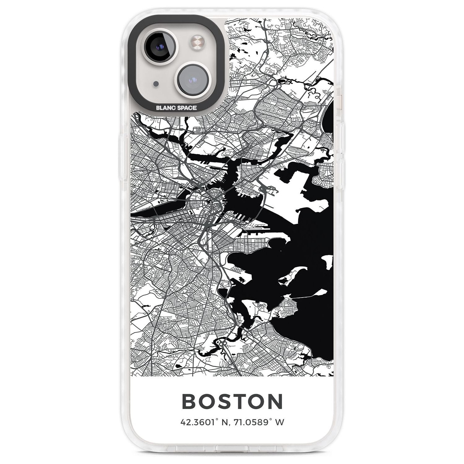Map of Boston, Massachusetts Phone Case iPhone 14 Plus / Impact Case Blanc Space