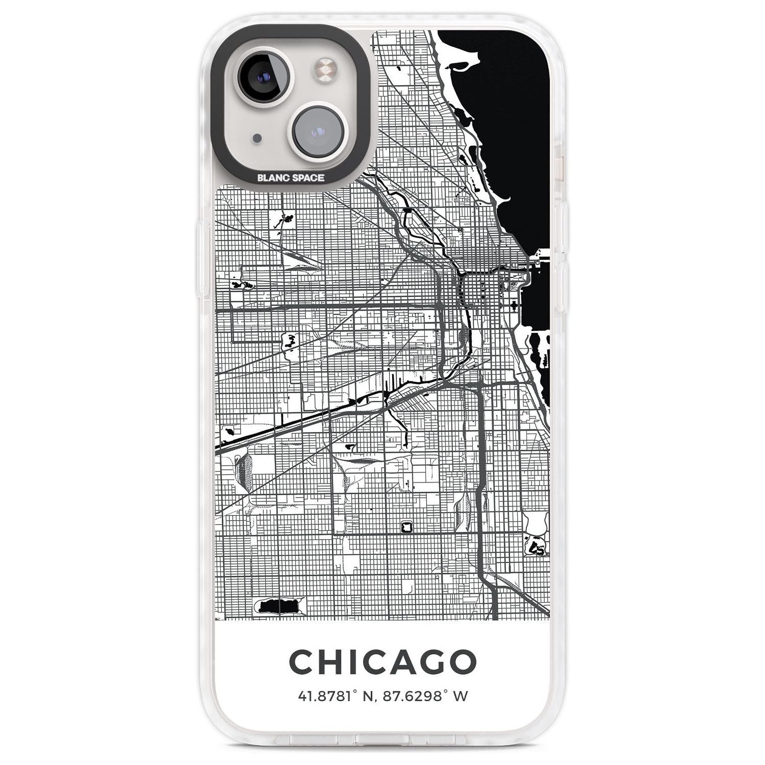 Map of Chicago, Illinois Phone Case iPhone 14 Plus / Impact Case Blanc Space