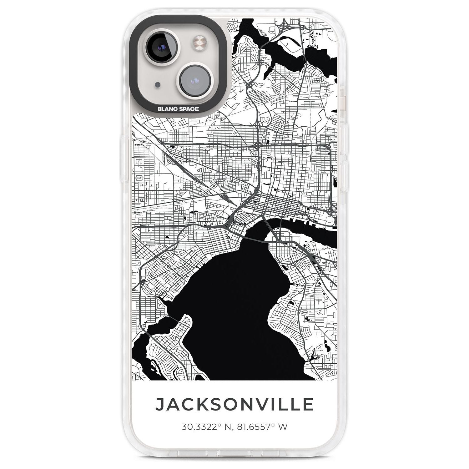 Map of Jacksonville, Florida Phone Case iPhone 14 Plus / Impact Case Blanc Space